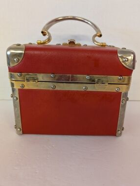 Vintage Delill Box Purse  Made In Italy Equestrian Fabric Interior 1970